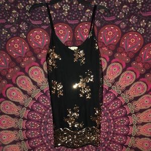 About A Girl black tank top with gold sequins